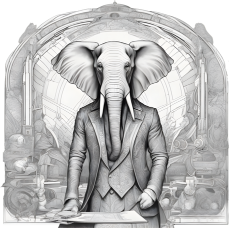 Nadruk Wykształcony słoń arystokrata - Przód