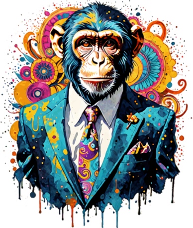 Nadruk Monkey in suit - Przód
